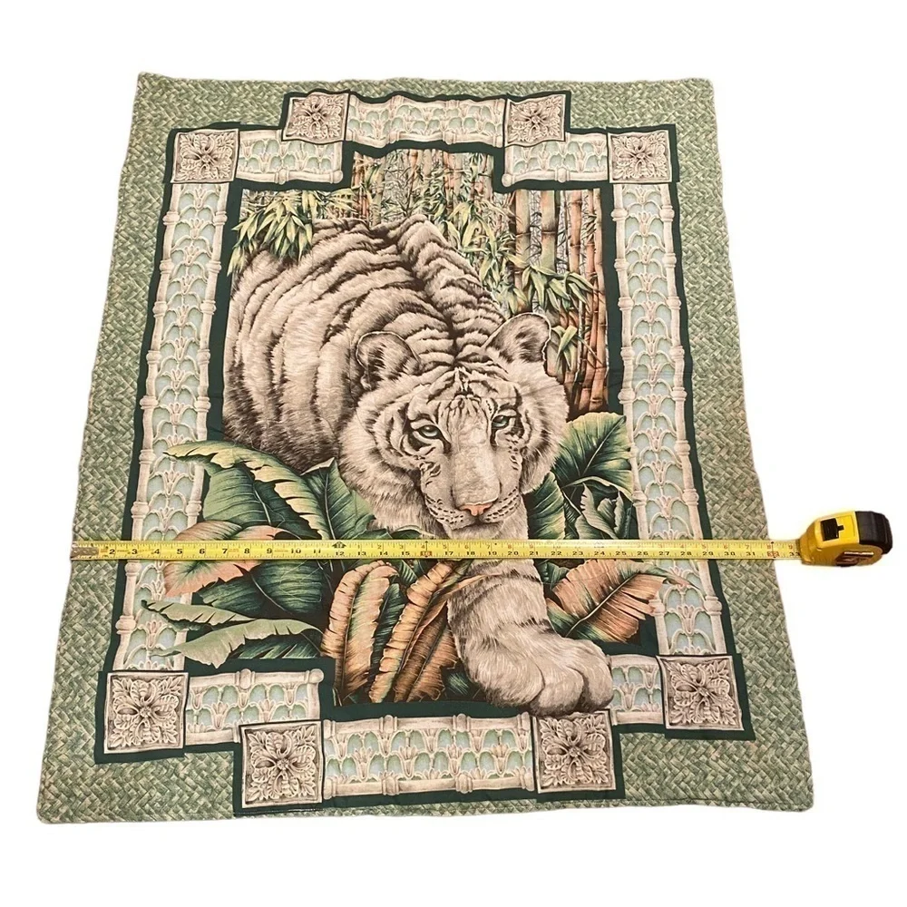 Fabric Quilted Tiger Wallhanging White Tiger on Back